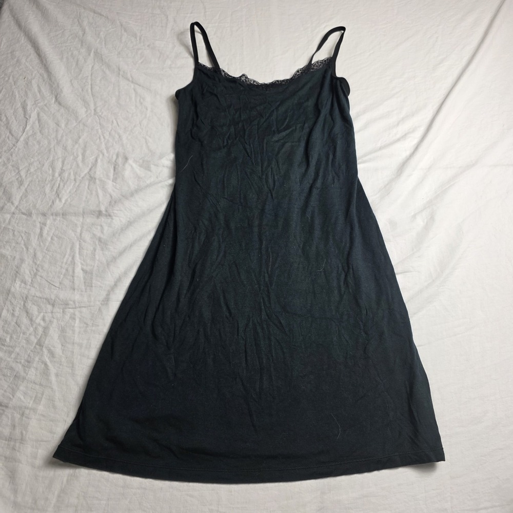 gap women's slip dress lounge lace trim y2k black medium